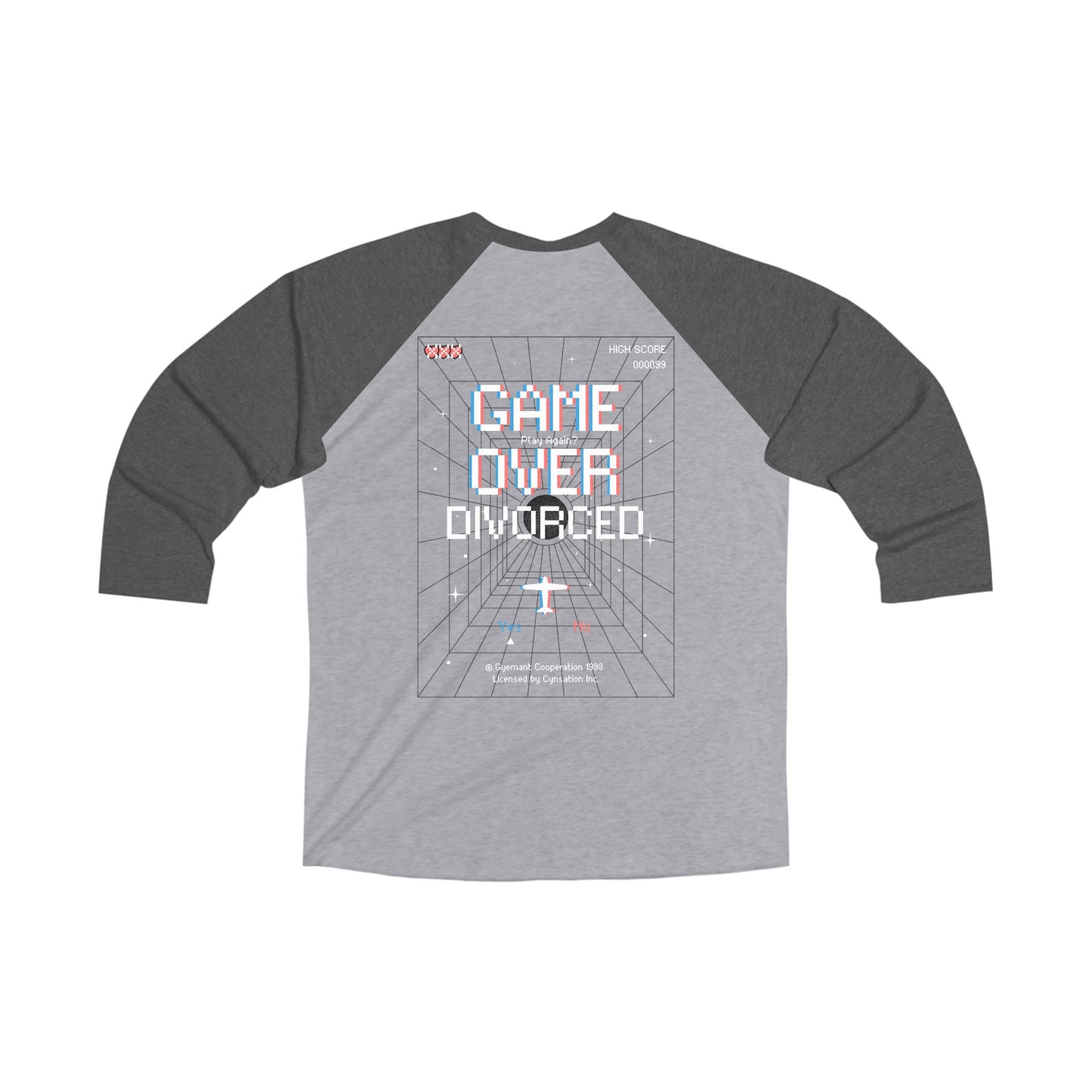 Retro Game Over Unisex 3/4 Sleeve Tee