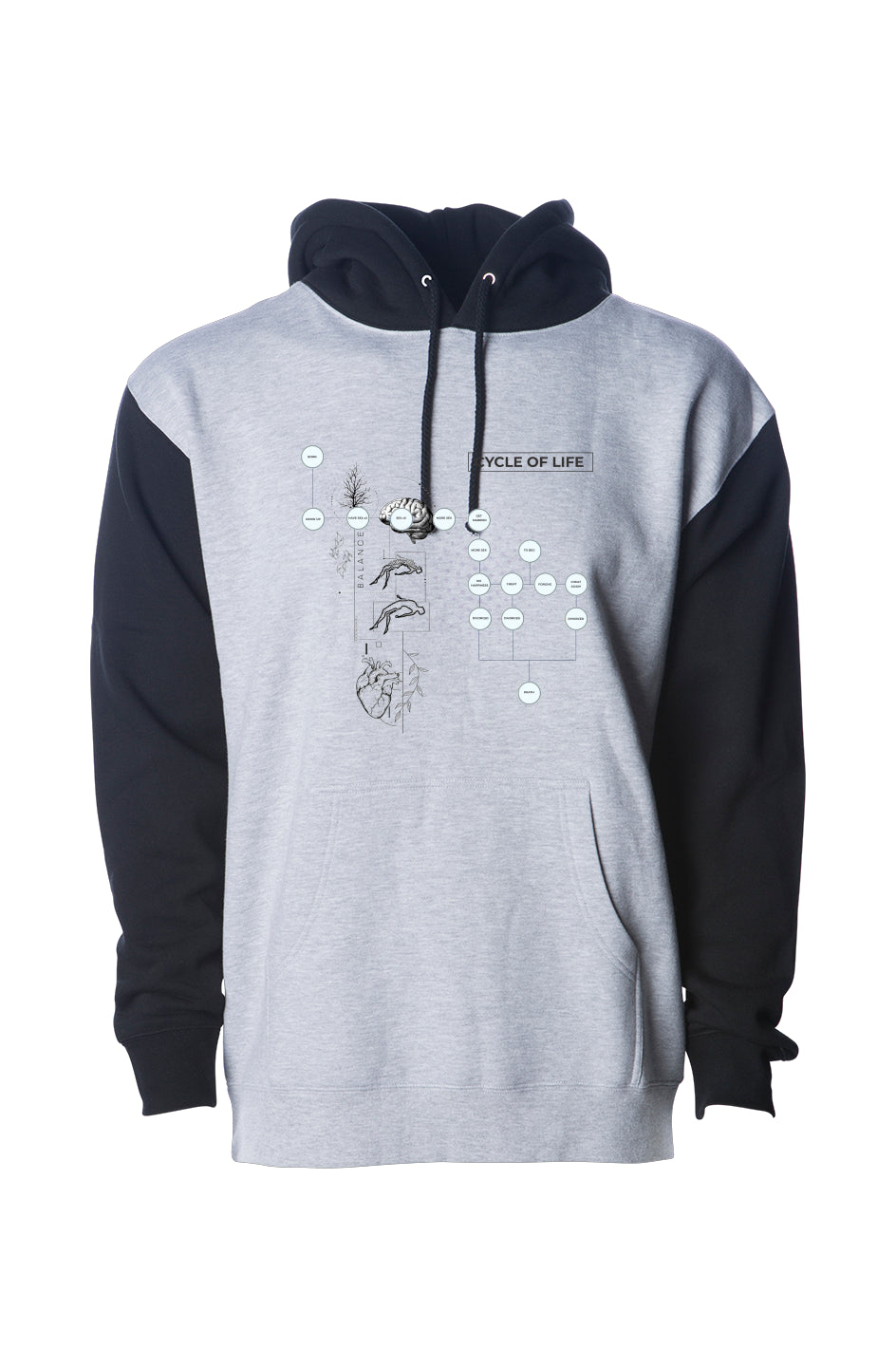 Grey Heather/ Black Heavyweight Hoodie